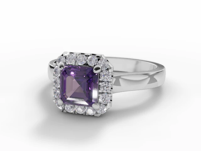 amethyst and diamond halo engagament ring